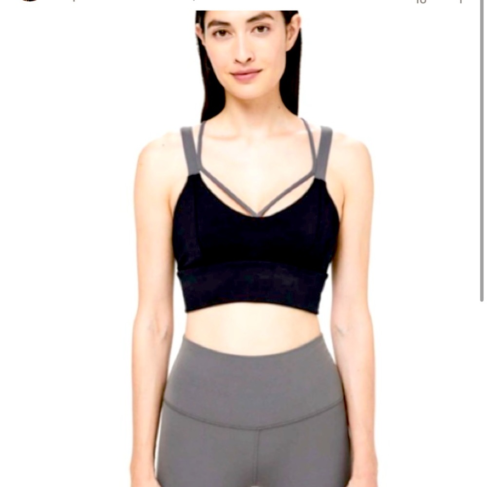 Lululemon Longline Pushing Limits Bra C/D Cup BlackTitanium Perfect 0